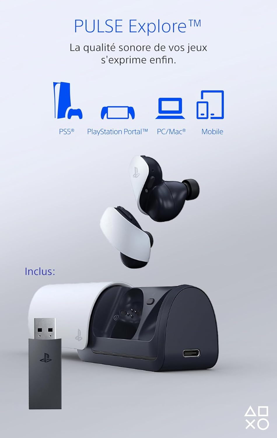 Sony, Écouteurs Sans Fil PULSE Explore pour PlayStation 5, PC et Mac, Réduction de bruit, 10h d’Autonomie, Couleur : Blanche