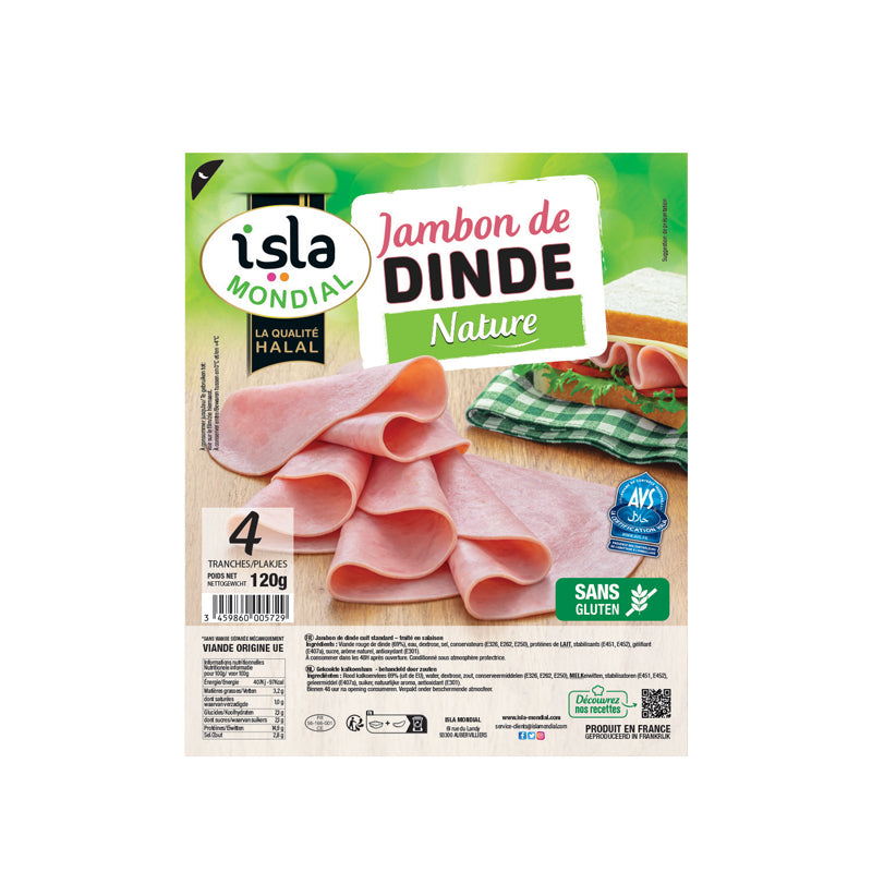 Isla Mondial - Jambon de dinde 4 tranches - 120 Gr