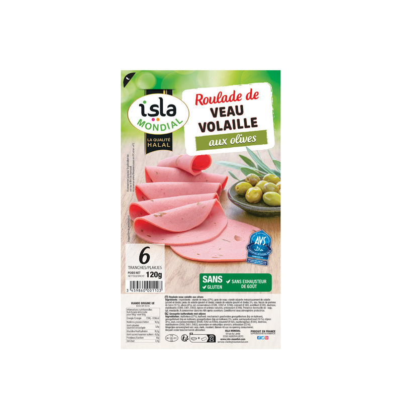 Isla Mondial - Roulade de veau volaille olives 6 tranches - 120 Gr